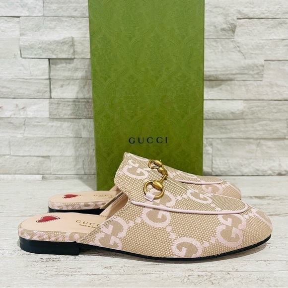 Gucci Jumbo GG Princetown Mules Slippers Perfect Pink Size 36 Canvas/Leather - Picture 4 of 16